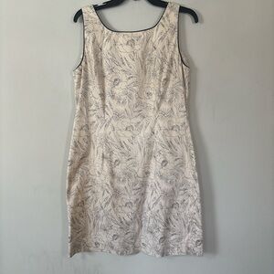 Amanda Smith Vintage Floral Sheath Dress Cream & Black Size 12